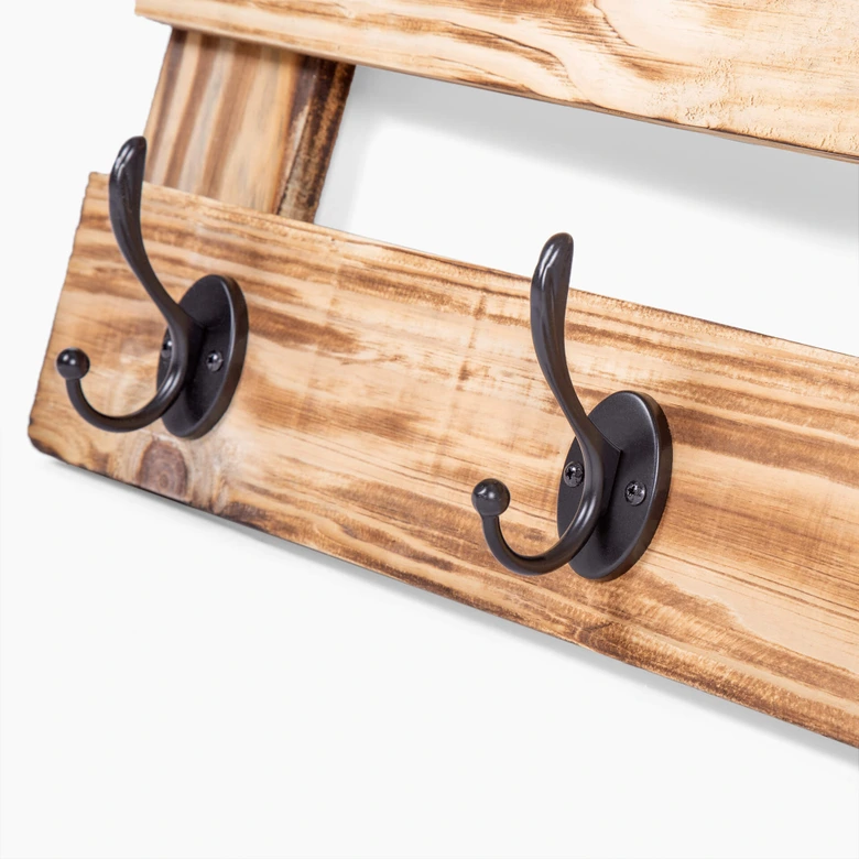 Wandgarderobe Kleiderhaken aus Kiefernholz - 110x42 cm 