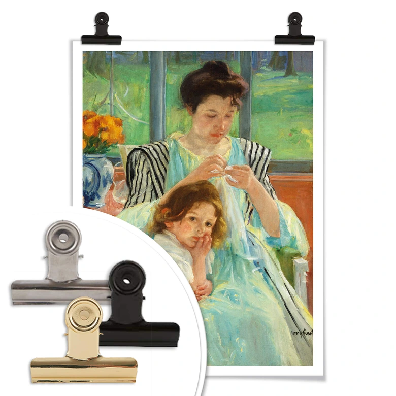 Poster - Cassatt - Eine junge Mutter näht 