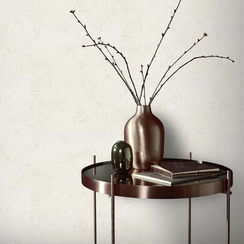PVC-vrij grafisch vliesbehang met marmer look en metallic effect in wit 