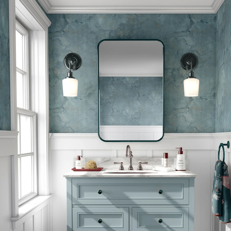 PVC-vrij vliesbehang met marmer look in turkoois 