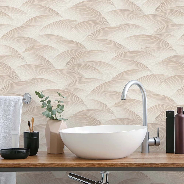 Wellentapete, Mustertapete Fashion for Walls 4 von Guido Maria Kretschmer beige 