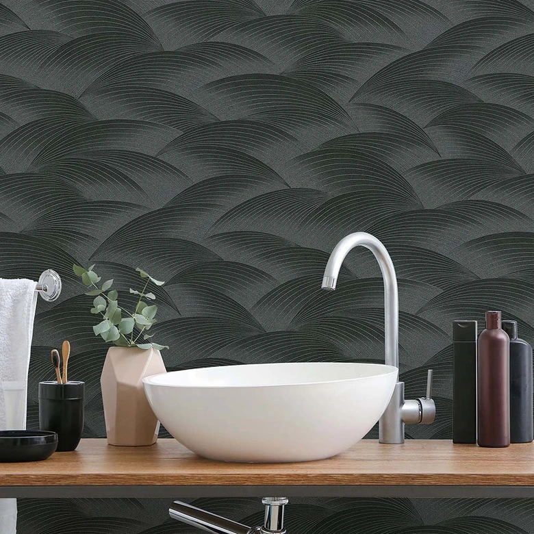Wellentapete, Mustertapete Fashion for Walls 4 von Guido Maria Kretschmer schwarz 