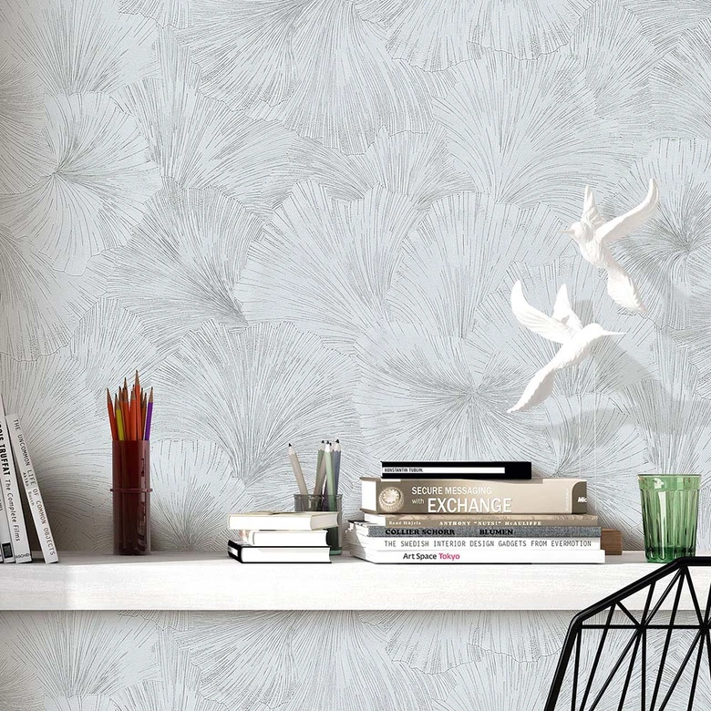 Tapeta w liście, wzorzysta tapeta Fashion for Walls 4 by Guido Maria Kretschmer silver 