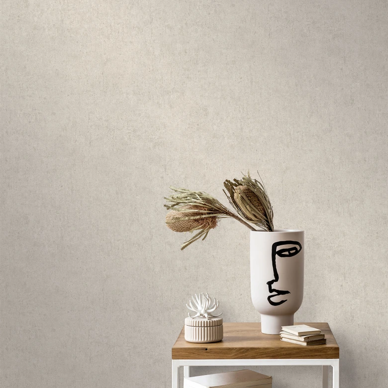 vliesbehang beton motief, effen kleuren, taupe 