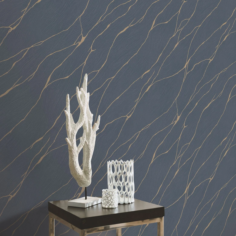 Papier peint graphique Opus bleu 