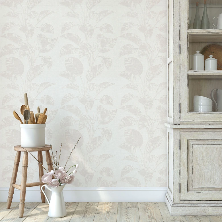 Tapeta z motywem liści Opus kremowa 