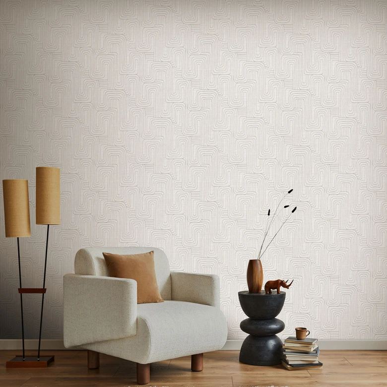 Grafisk tapet Opus beige 