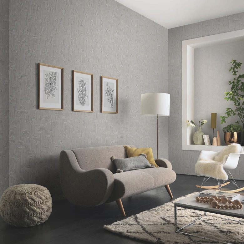 Papier peint graphique Opus gris 