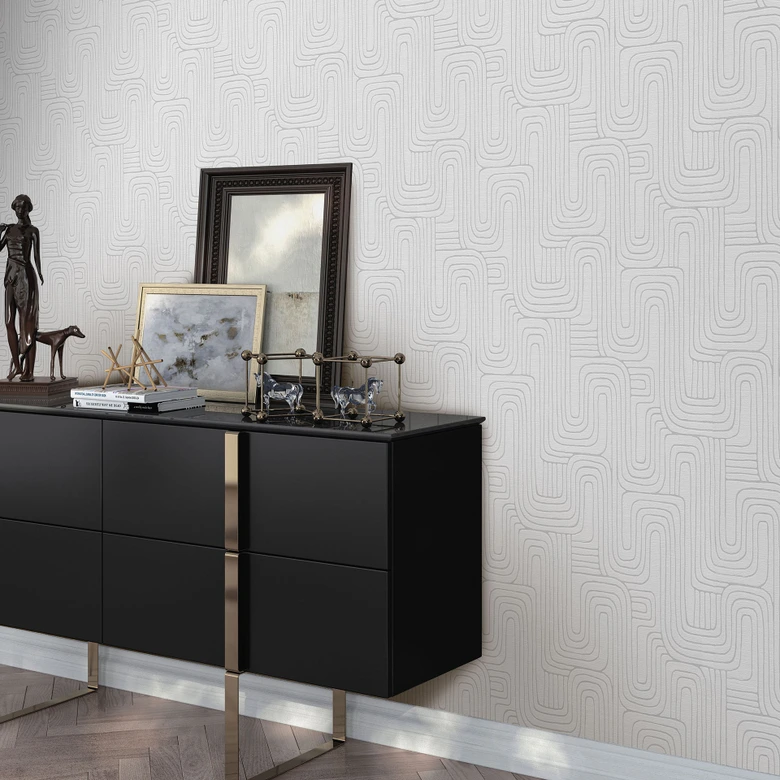 Graficzna tapeta Opus w kolorze szarym 