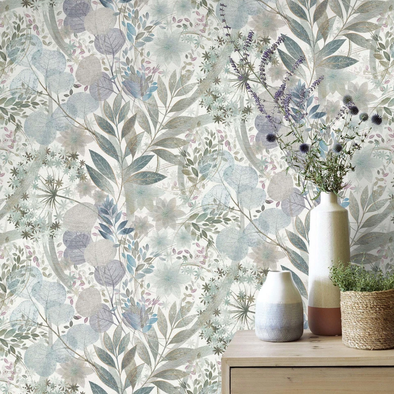 Vliestapete, Blättermotivtapete Secret Garden türkis 