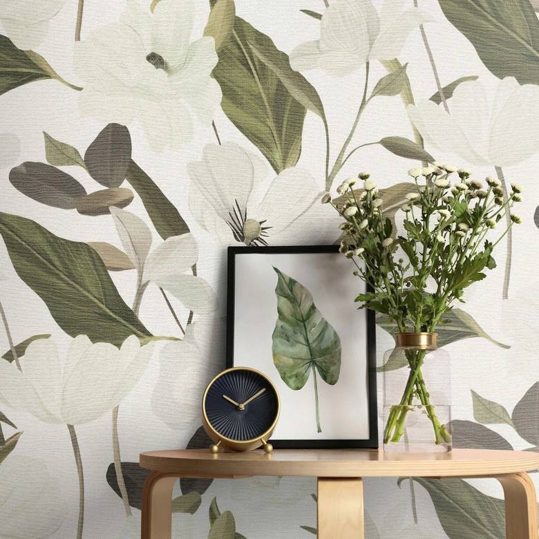 Vliestapete, Blumenmotivtapete Secret Garden grün 