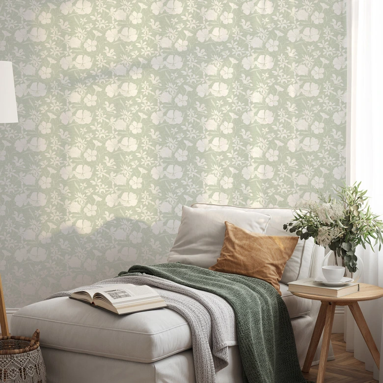 Vliestapete, Blumenmotivtapete La Terrasse grün 