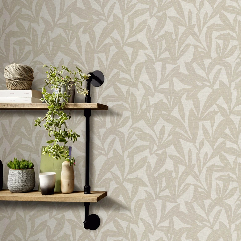 Vliestapete, Blumenmotivtapete La Terrasse taupe, creme 