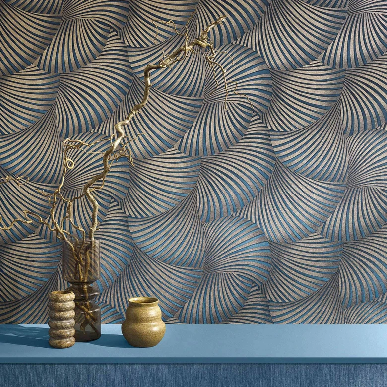 Guido Maria Kretschmer Grafiktapete Twill Fashion for Walls 5 blau 