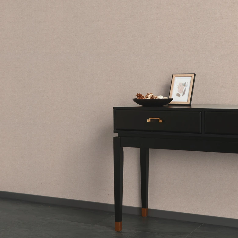 Vlies Tapete Uni Rosé Beige mit feiner Leinenstruktur dezent modern und elegant 