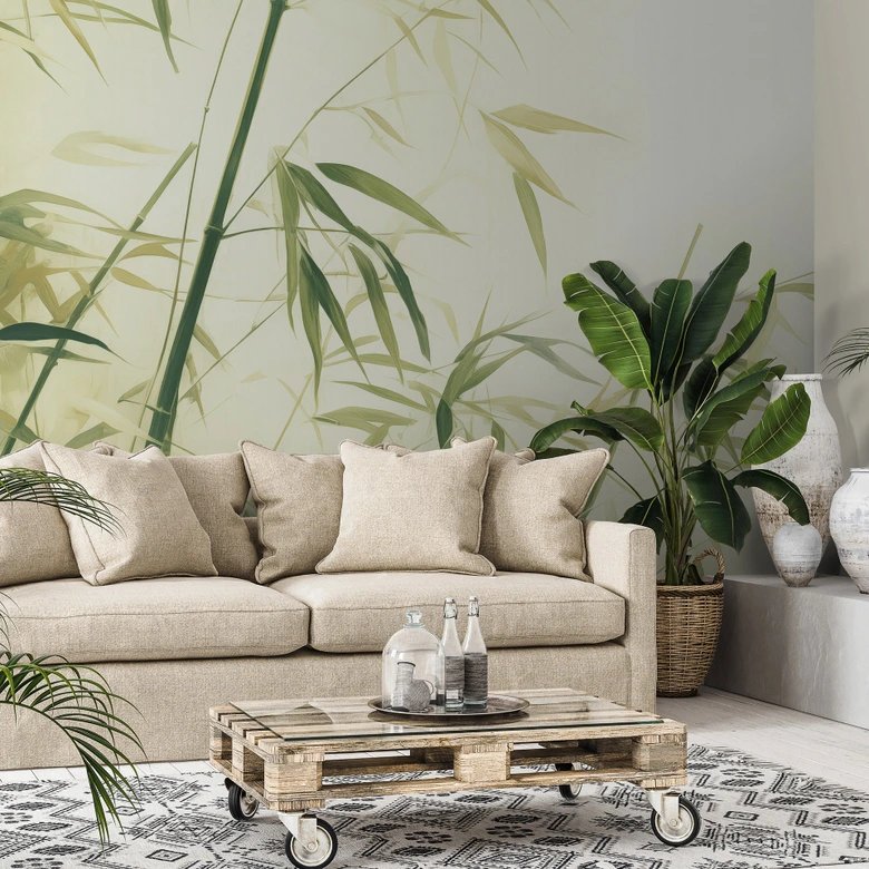 Tapeta z motywem liści Big Pictures zielona 4,50 x 2,70 m 