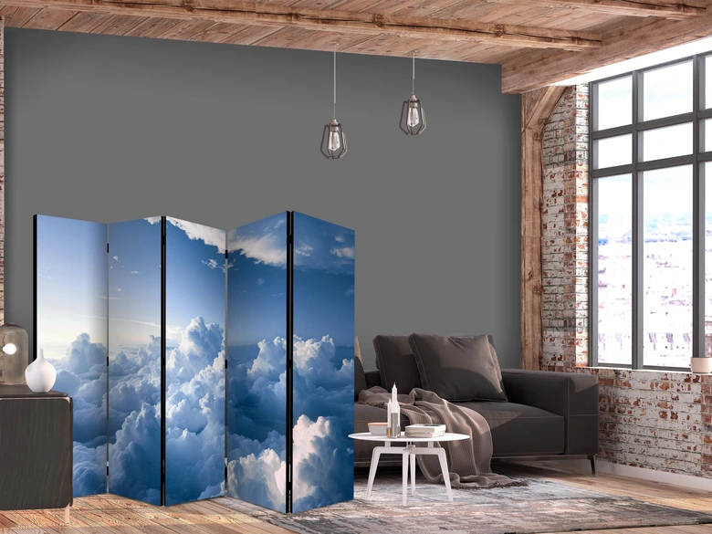 Paravent, Raumteiler freistehend, Trennwand - Aerial Landscapes: Rays Illuminating Fluffy Cloud Formations 