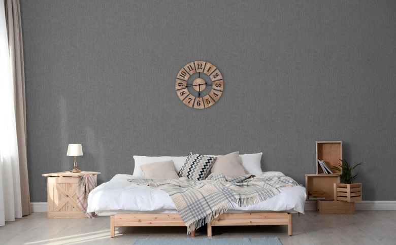 Papier peint intissé d'aspect et de texture monochrome moderne en gris uni 