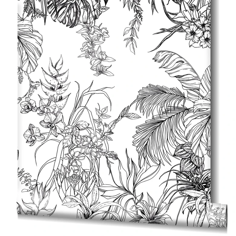 Papier peint floral noir Papier peint photo pour salon chambre 2.70 x 2.12 cm 