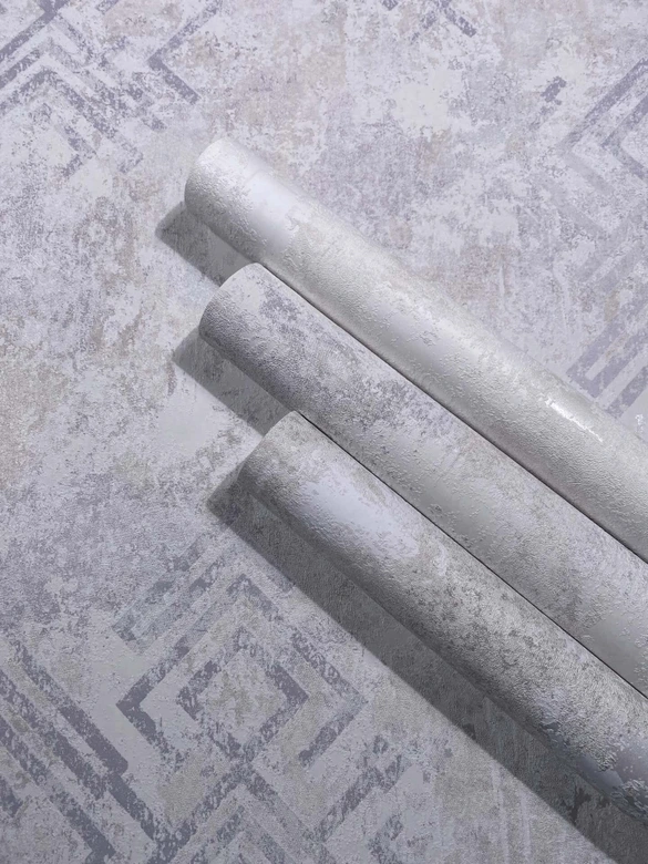 Papel pintado no tejido aspecto hormigón gráfico moderno en gris 