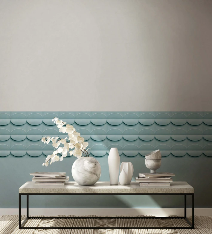 Vliestapete mit einfarbiger Struktur türkis Uni 