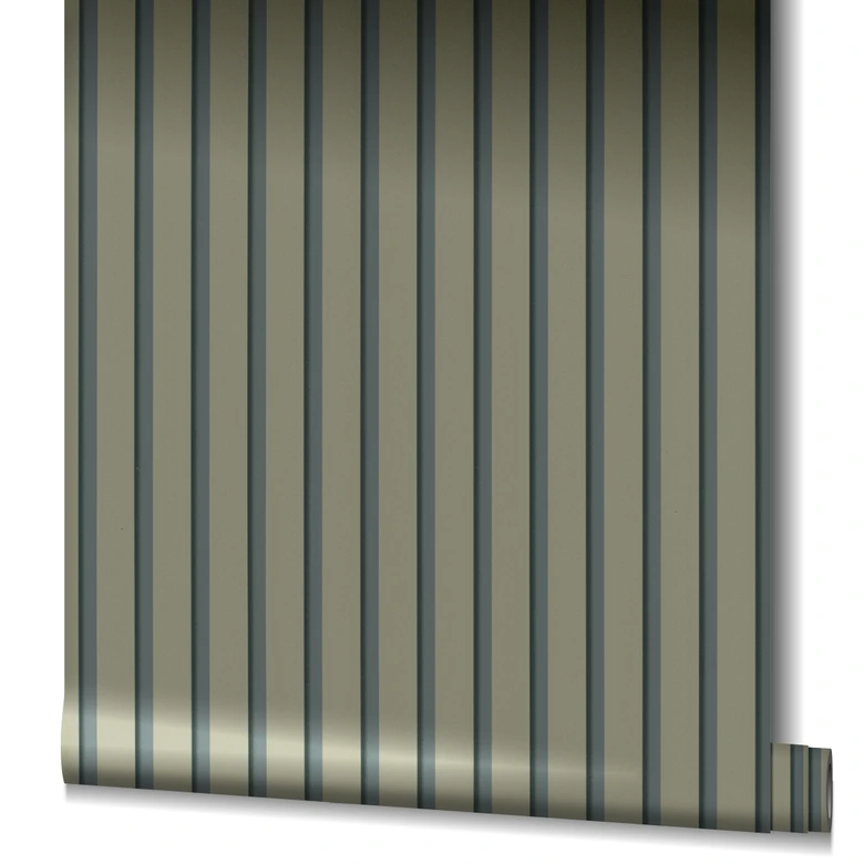 Papier peint intissé vert gris rayures pour salon chambre bureau papier peint marburg 
