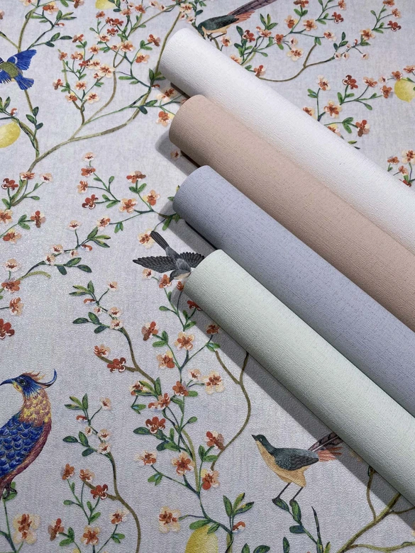 Non-woven wallpaper textured plain modern matt in blue  