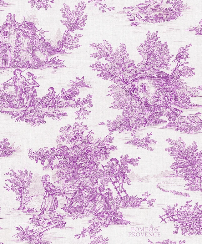 Non-woven wallpaper landscape, people graphic classic matt in gray  