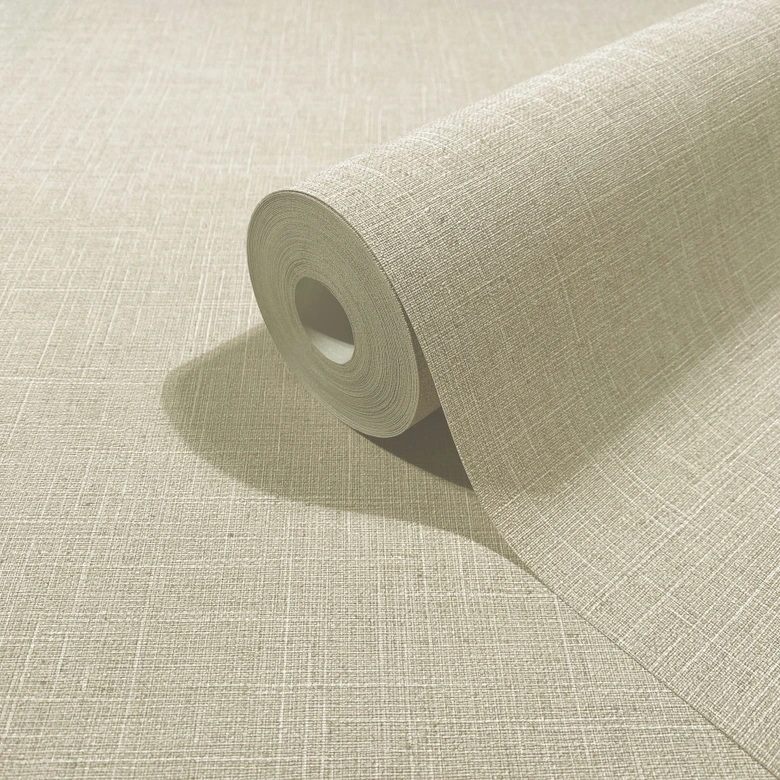 Vliestapete Textil, Struktur Uni Modern matt in Beige 