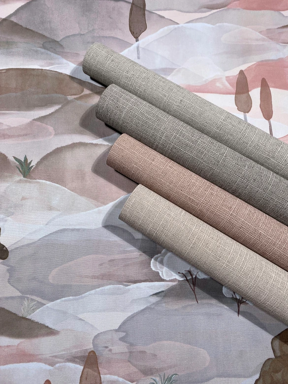 Vliestapete Textil, Struktur Uni Modern matt in Grau Braun 