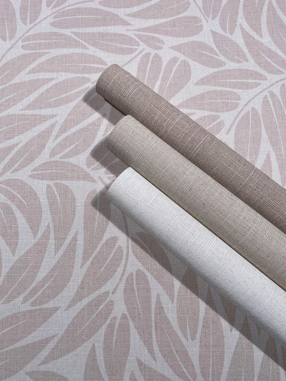 Tapeta z włókniny liście kwiatowe natura matowa w kolorze beżowym 