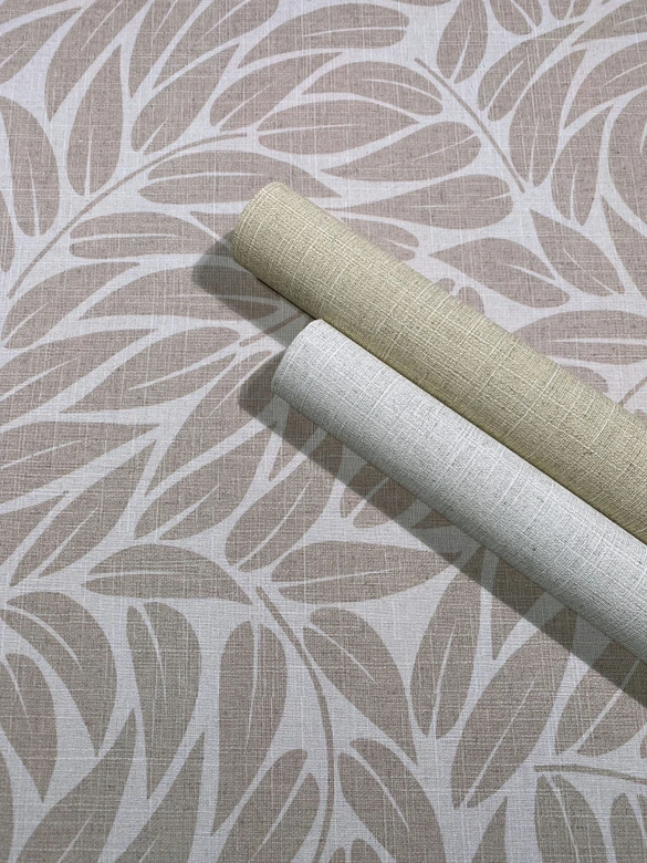 Vliestapete Blätter Floral Natur matt in Beige Braun 