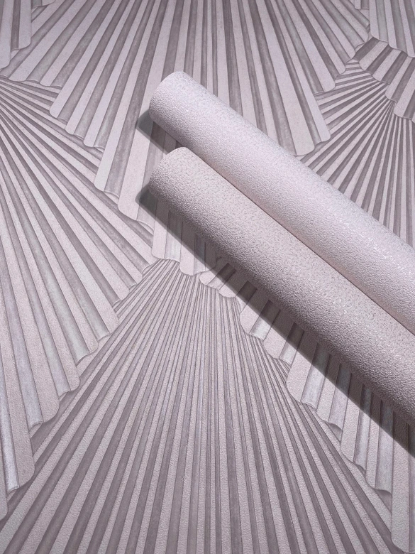 Vliestapete 3D-Optik, Streifen Grafisch Geometrisch in Rosa-Braun - Papis Loveday 