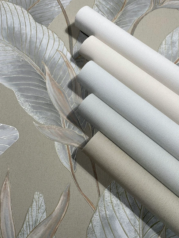 Papel pintado no tejido aspecto hormigón liso moderno mate en verde  