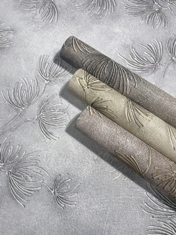 Vliestapete Blumen, Beton Floral Natur matt in Grau  