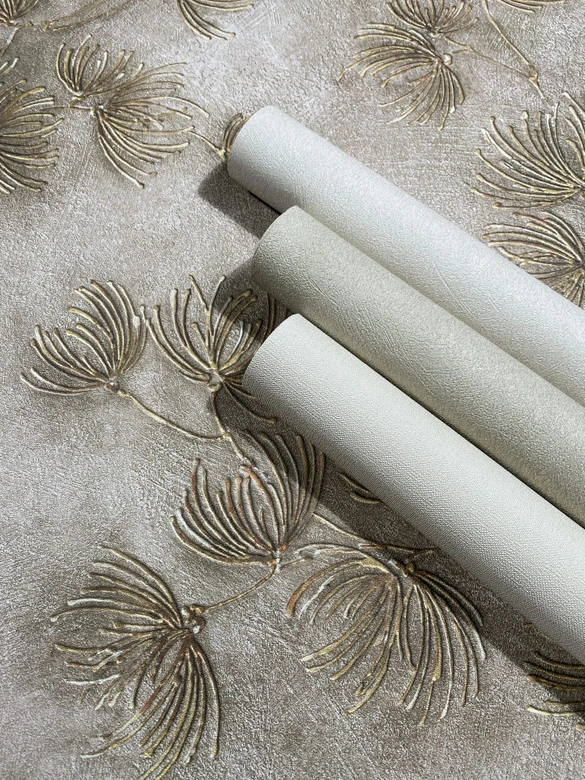 Vliestapete Blumen, Beton Floral Natur matt in Beige  