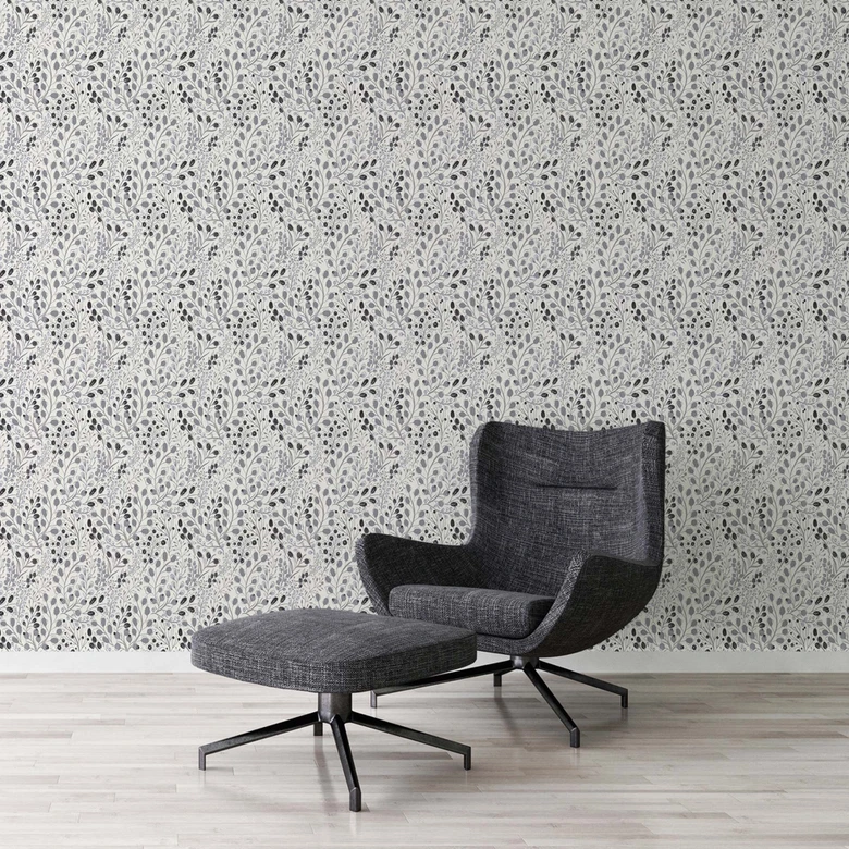 Carta da parati floreale grigio bianco - Carta da parati in tessuto non tessuto A.S. Création 