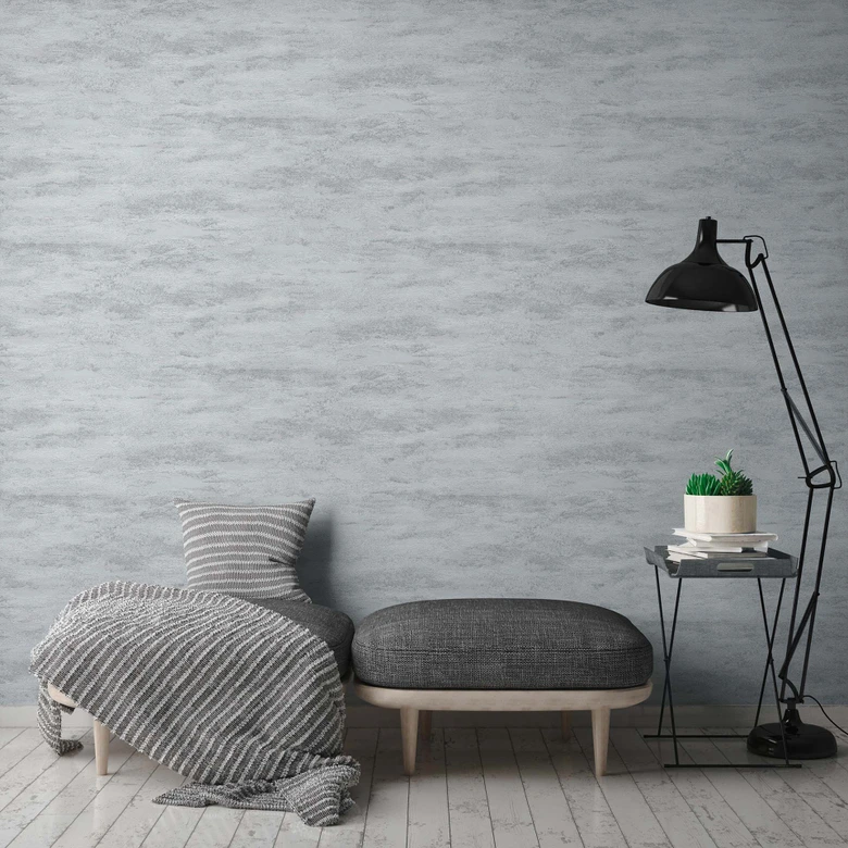 Grå silver tapet med gipsutseende - non-woven tapet A.S. Création 