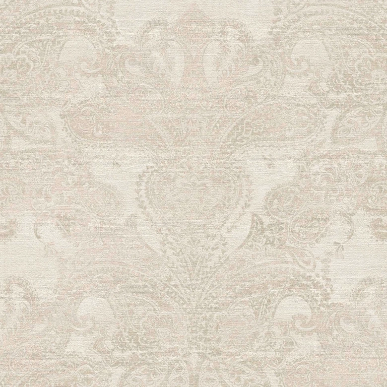 Tapete Barock Vintage Vliestapete Weiß, Creme Grau - Mustertapete mit Ornamenten 