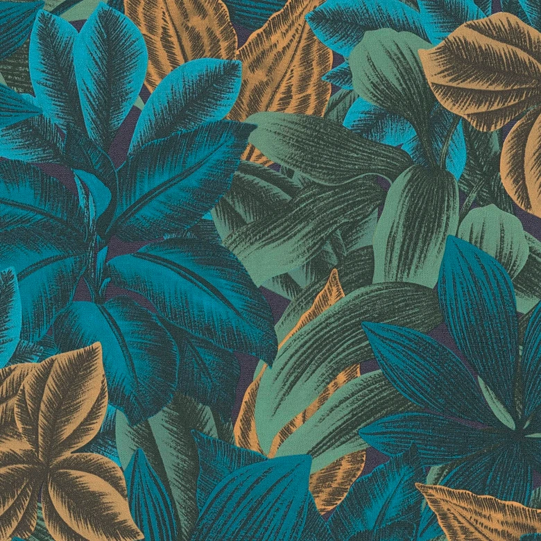 Icke-vävd tapet lämnar blågrön djungel tapet gul tapet naturblad kök 