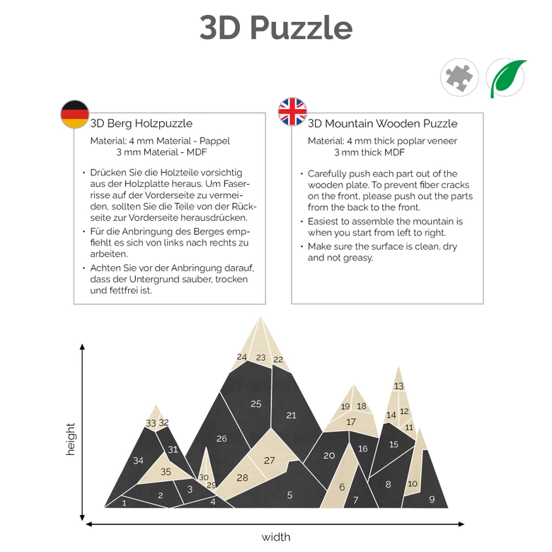 3D Deko Berg Landschaft Holzpuzzle 