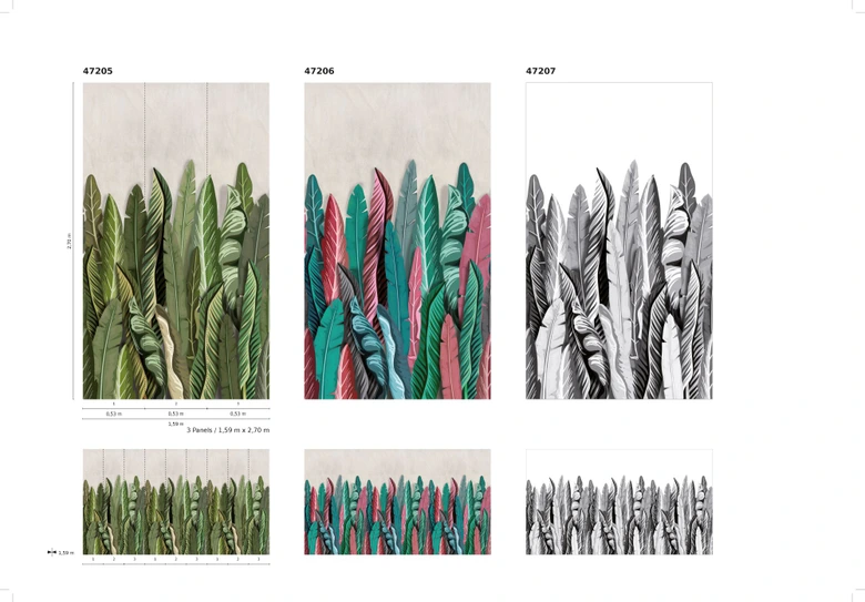 Fototapete mit Blattmotiv Grün, Beige ,Floral 2,70 x 1,59 m 