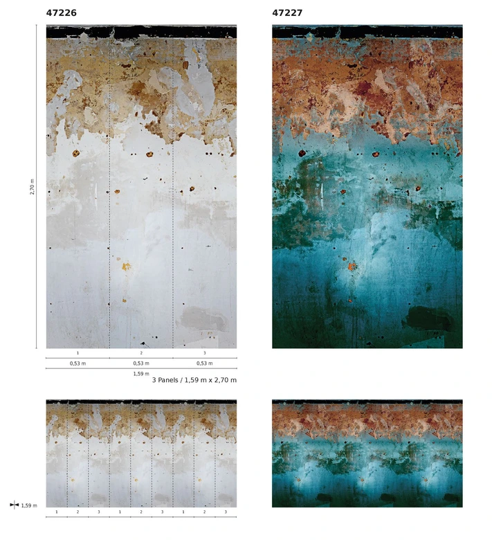 Roestig metaal effect behang Fotobehang Grijs, Steen 2,70 x 1,59 m 