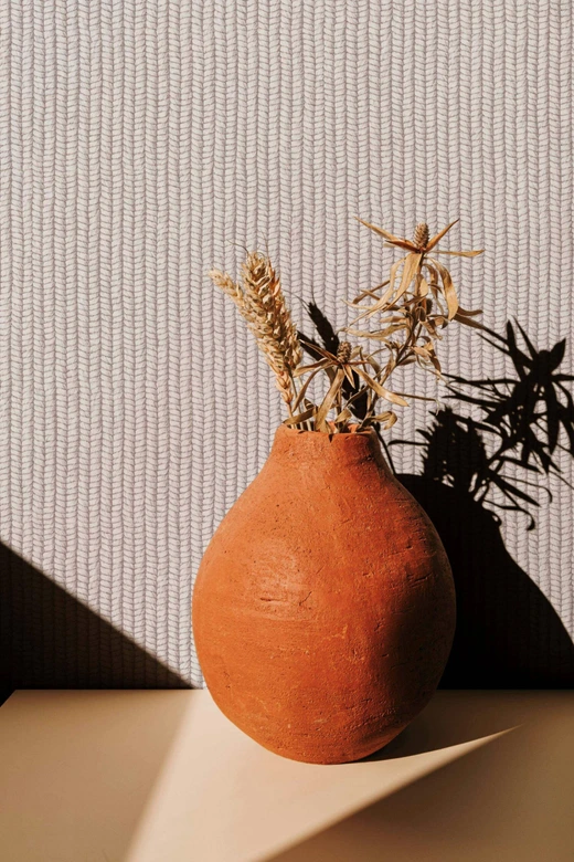 Vliestapete in gewebter Optik grau, beige Grafisch 
