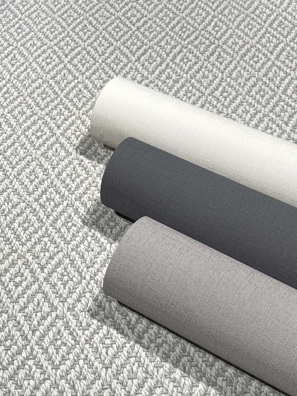 Vliestapete mit gestickter Rautenoptik grau Grafisch 
