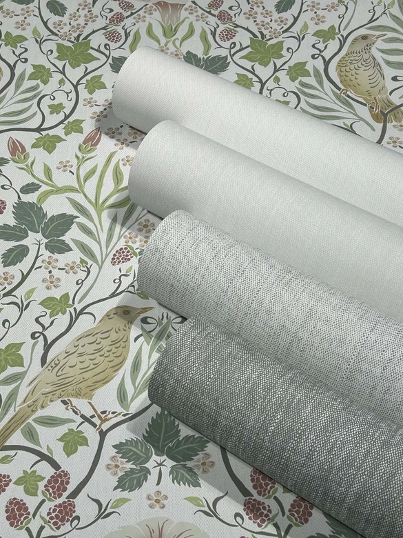 Vliestapete Vögel, Blumen Floral Natur in Weiß 