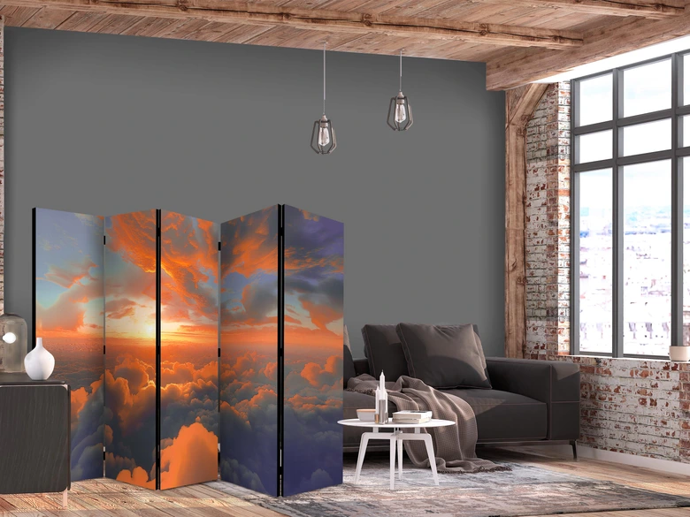 Paravent, Raumteiler freistehend, Trennwand - Dawn Tickles Clouds: Morning Colors 