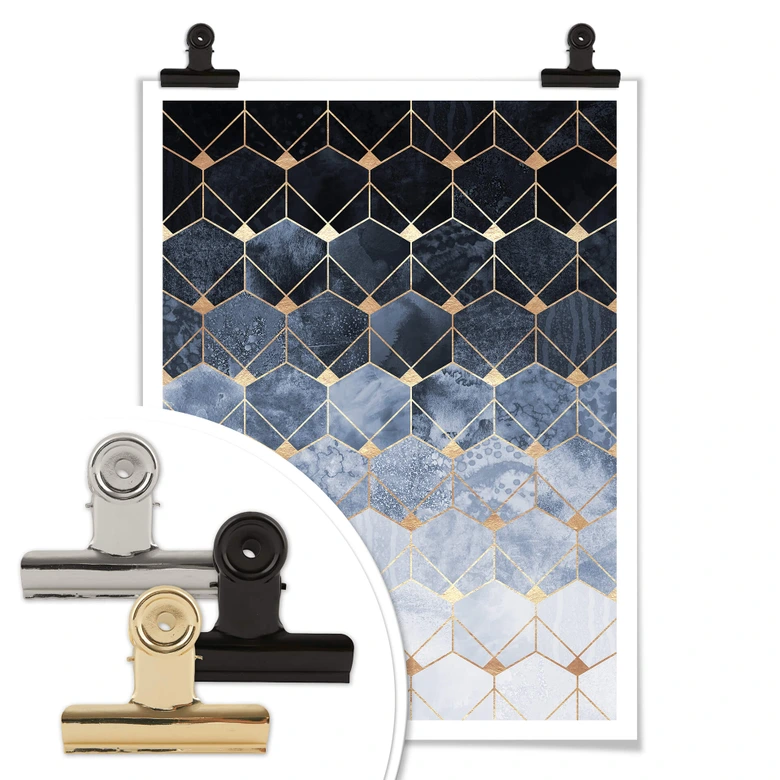 Poster Fredriksson - Hexagone: Blau und Gold 