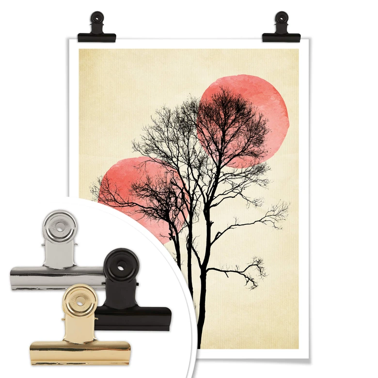 Poster Kubistika - Sun and Moon Behind the Tree 