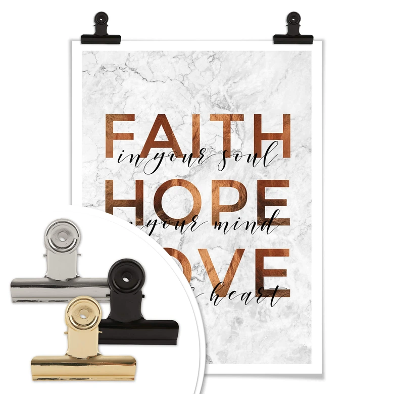 Poster Kupferoptik - Faith Hope Love 